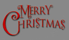 merry christmas is written in red letters on a grey background