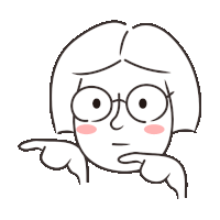 a cartoon drawing of a girl wearing glasses making a funny face