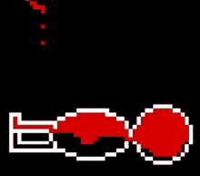 a pixel art of a red heart with a white letter b