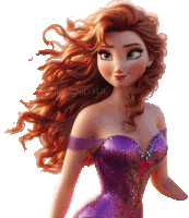 a doll with red hair and a purple dress has disneyworld.ai written on the bottom