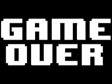 the word game over is written in pixel art on a black background .