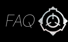the word faq is on a black background next to a logo