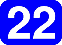 a blue rectangle with the number 22 on it