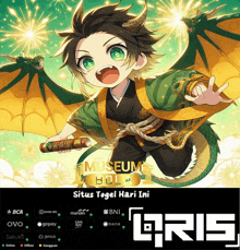 an advertisement for situs togel hari ini shows a dragon boy