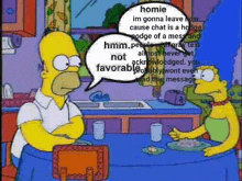 a cartoon of homer simpson and marge simpson talking