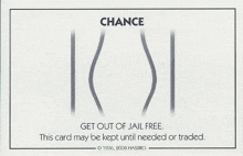 a chance card that says get out of jail free on it