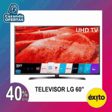 an advertisement for a lg 60 " television with a 40 % dto