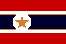 a red white and blue flag with a yellow star