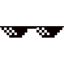 a pair of pixelated sunglasses with a checkered pattern on a white background .