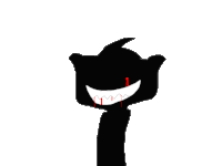 a silhouette of a cartoon character with blood coming out of his mouth .