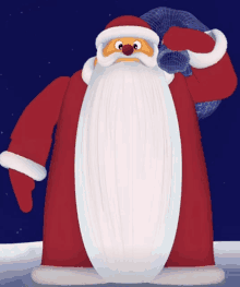 a cartoon drawing of santa claus with a beard