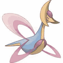 a cartoon drawing of a pokemon with a purple head and pink wings on a white background .