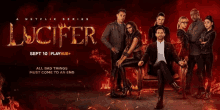 a poster for the netflix series lucifer shows a group of people