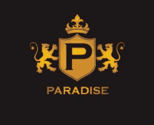 a logo for kpx paradise with a shield and lions