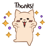 an illustration of a cat with the words thanks written above it