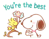 a cartoon drawing of snoopy and woodstock with the words you 're the best