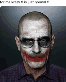 a picture of a man with a joker face painted on his face