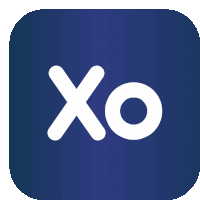 a blue app icon with the word xo on it