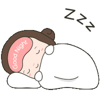 a cartoon of a woman sleeping with the words good night written on her face