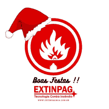 a santa hat is on top of a red circle that says boas festas extinpag