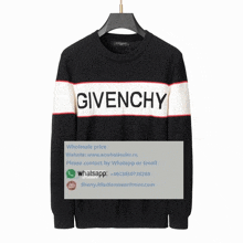 a black and white sweater with the word givenchy on the front