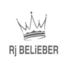 a logo for rj belieber with a crown