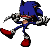 a cartoon of sonic the hedgehog with a knife in his hand