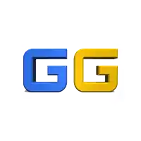 blue and yellow letters that spell out the word gg