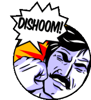 Man Being Punched With The Sound Of Dhishoom. Sticker