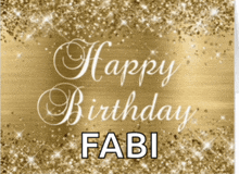 a gold background with the words happy birthday fabi