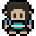 a pixel art drawing of a person with a green shirt on