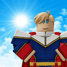 a cartoon character in a superhero costume is standing in front of the sun