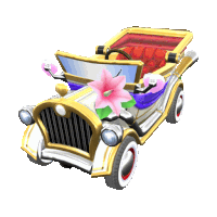 a cartoon car with a flower on the front