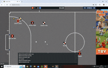 a soccer game is being played on a computer screen and the score is 1-0