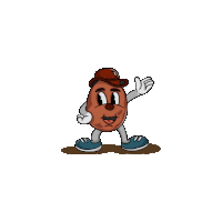 a cartoon drawing of a potato wearing a hat