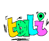 a cartoon drawing of the word toli with a clock on it