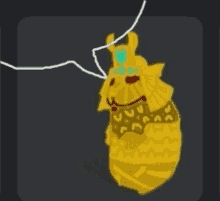 a cartoon drawing of a gold pendant with a crown on it