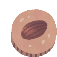 a drawing of a cookie with a nut in it