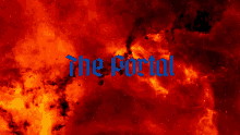 a red background with the words the portal in blue letters