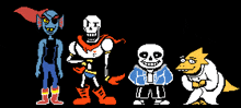 a group of pixel art characters including papyrus and sans