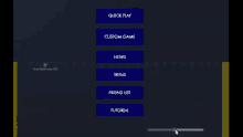 a screenshot of a video game with buttons for quick play custom game news skins friend list and tutorial