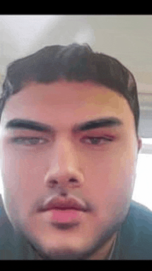 a close up of a man 's face with a beard .