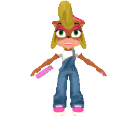 coco from crash bandicoot is holding a comb in her hand