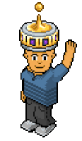 a pixel art of a man wearing a crown