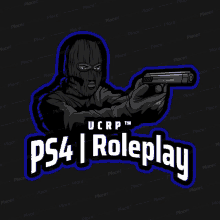 a logo for ucrp ps4 roleplay shows a man in a mask holding a gun