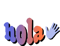 a colorful sign that says hola with a hand waving