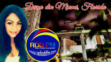 dana din miami florida advertisement with a woman in front of a city