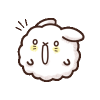 a cartoon drawing of a sheep with a surprised expression