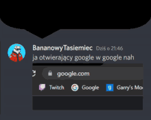 a screenshot of a google.com page with twitch and garry 's mom icons