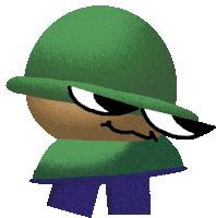 a cartoon character with a green hat and sunglasses on